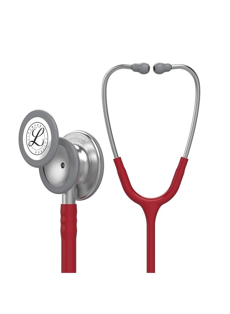 3M Littmann Classic III Monitoring Stethoscope 27 inch Burgundy Tube 5627