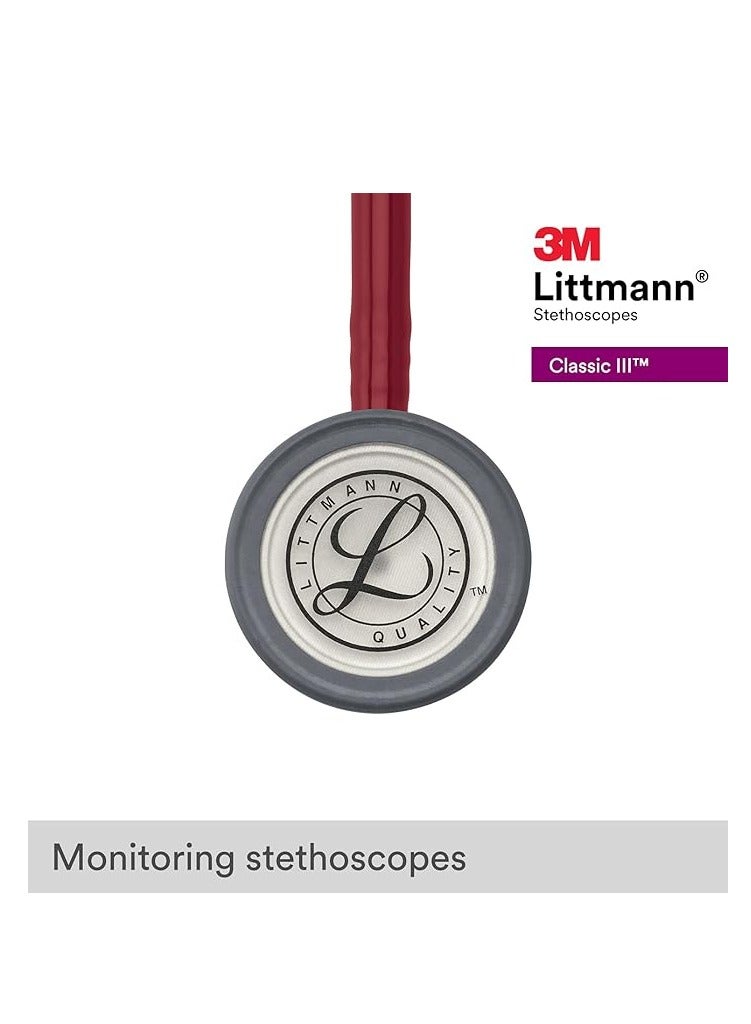 3M Littmann Classic III Monitoring Stethoscope 27 inch Burgundy Tube 5627