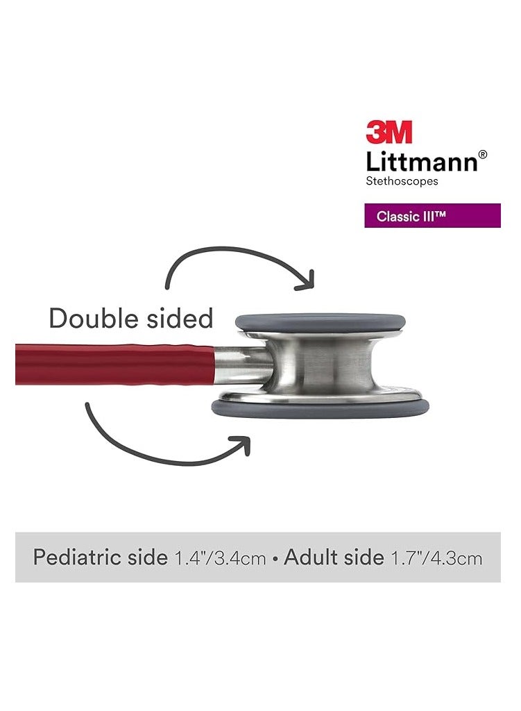 3M Littmann Classic III Monitoring Stethoscope 27 inch Burgundy Tube 5627