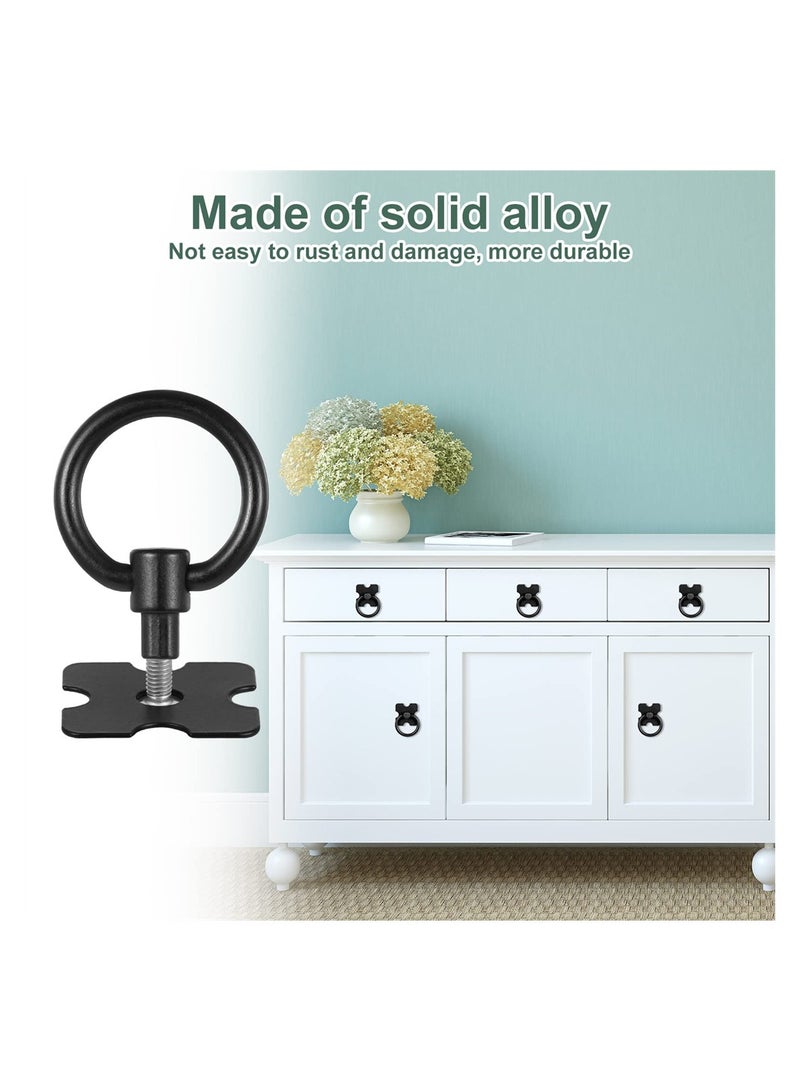 4 Pieces Black Drawer Handles and Ring Pulls Decorative Furniture Hardware for Cabinets Wardrobes and Dressers Including Screws