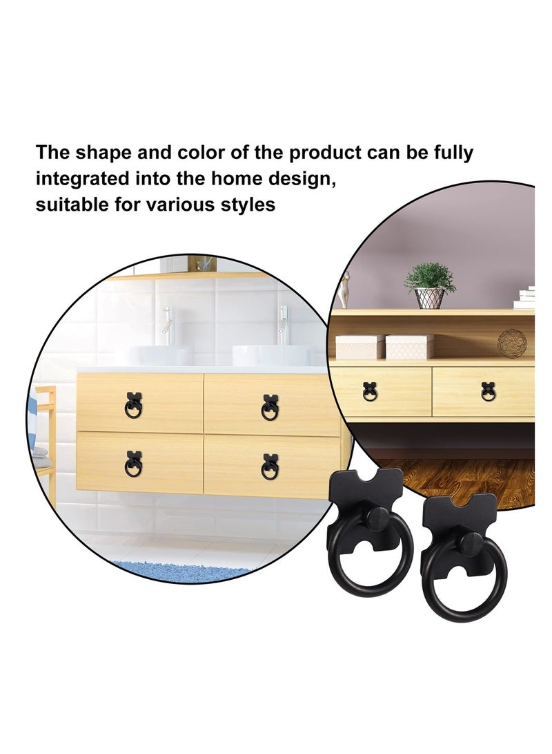 4 Pieces Black Drawer Handles and Ring Pulls Decorative Furniture Hardware for Cabinets Wardrobes and Dressers Including Screws