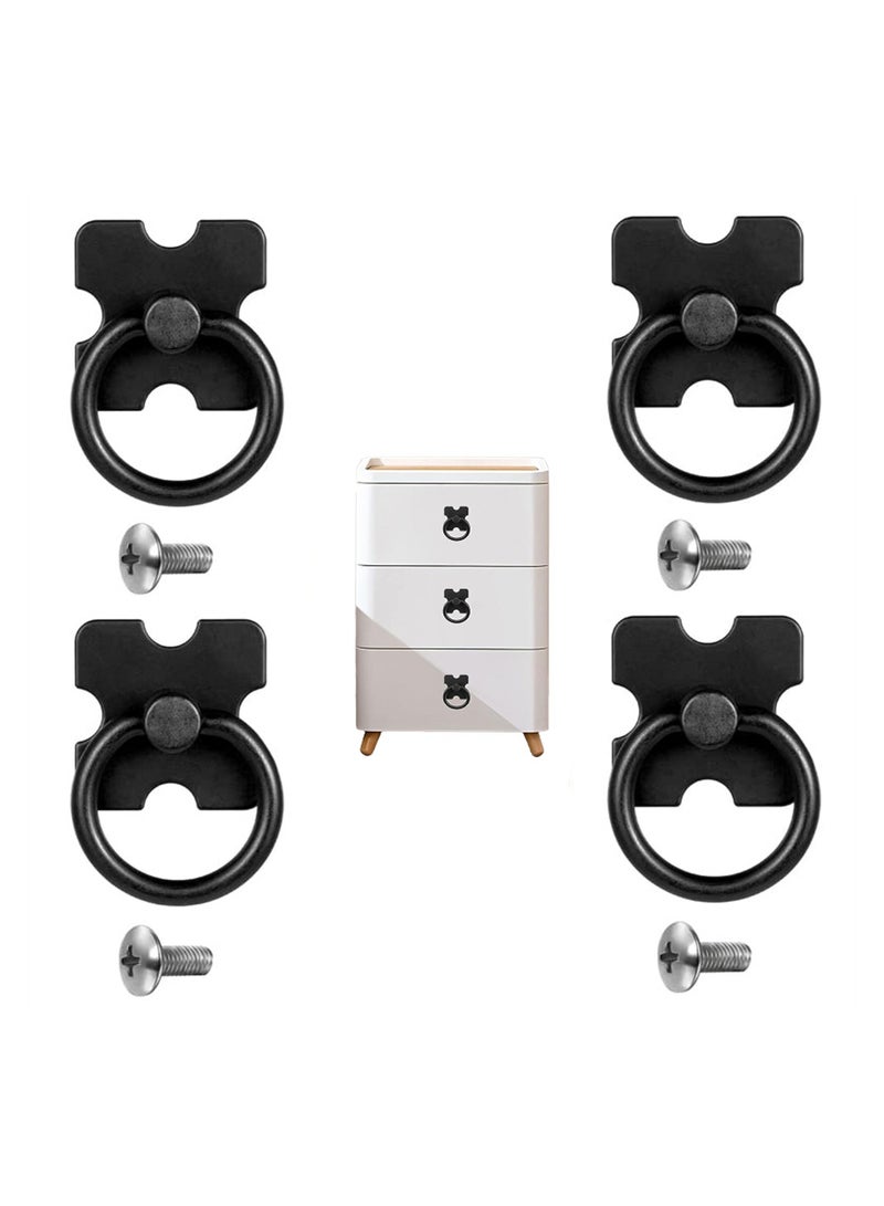 4 Pieces Black Drawer Handles and Ring Pulls Decorative Furniture Hardware for Cabinets Wardrobes and Dressers Including Screws