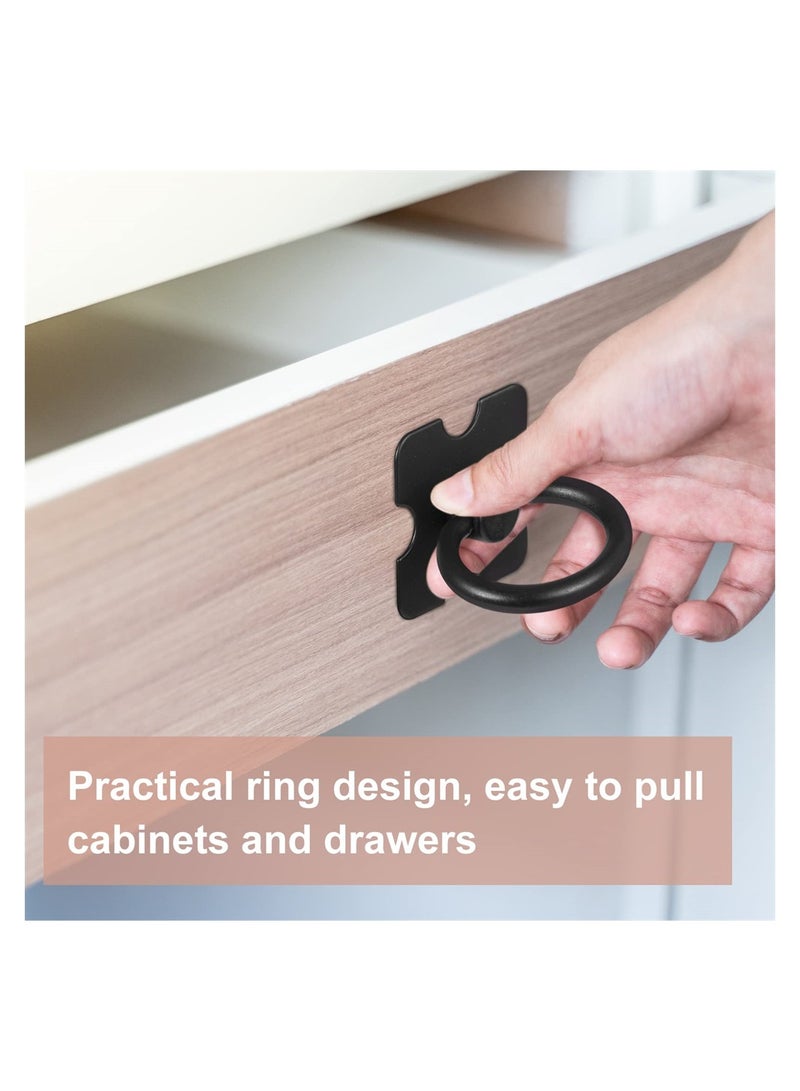 4 Pieces Black Drawer Handles and Ring Pulls Decorative Furniture Hardware for Cabinets Wardrobes and Dressers Including Screws