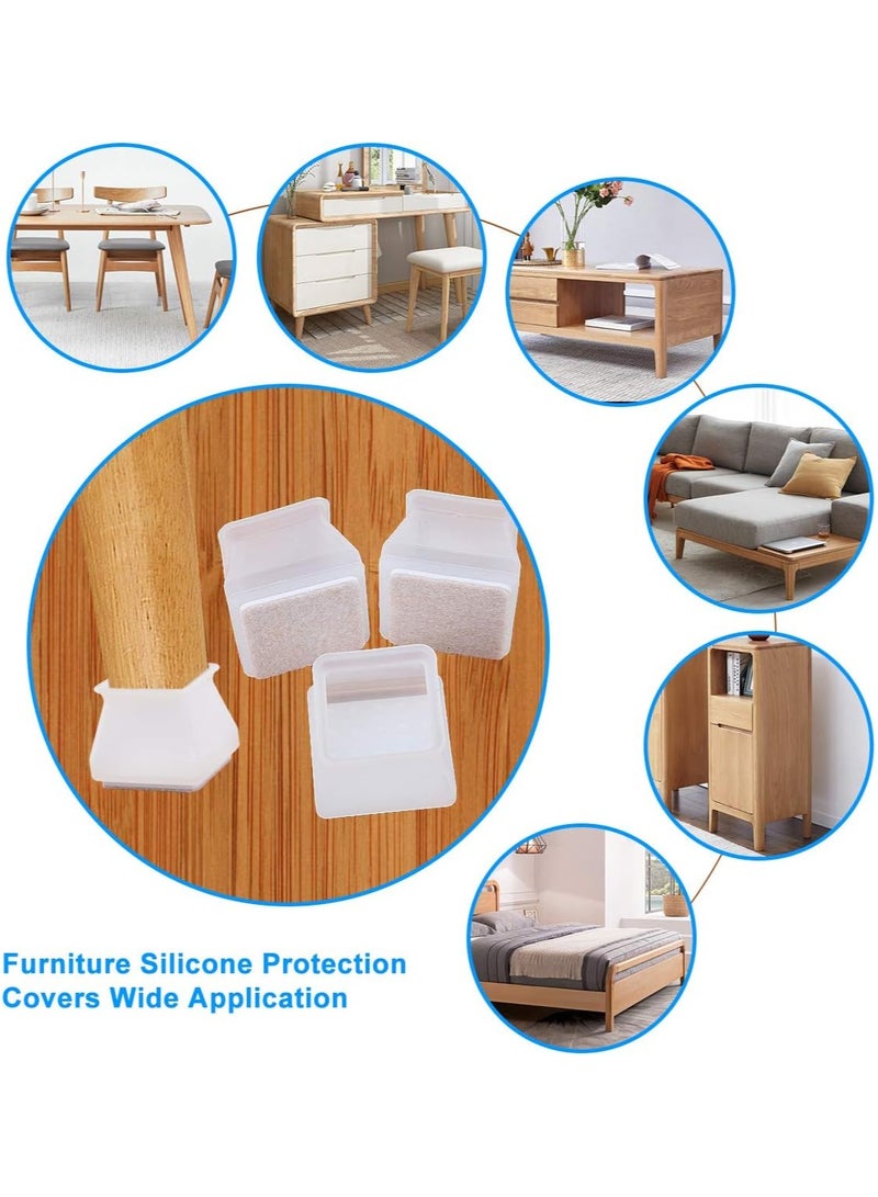 DELFINO Square Silicone Furniture Protection Cover, 32 Pieces - Durable, Non-Slip, Perfect for Protecting Your Furniture from Scratches and Damage