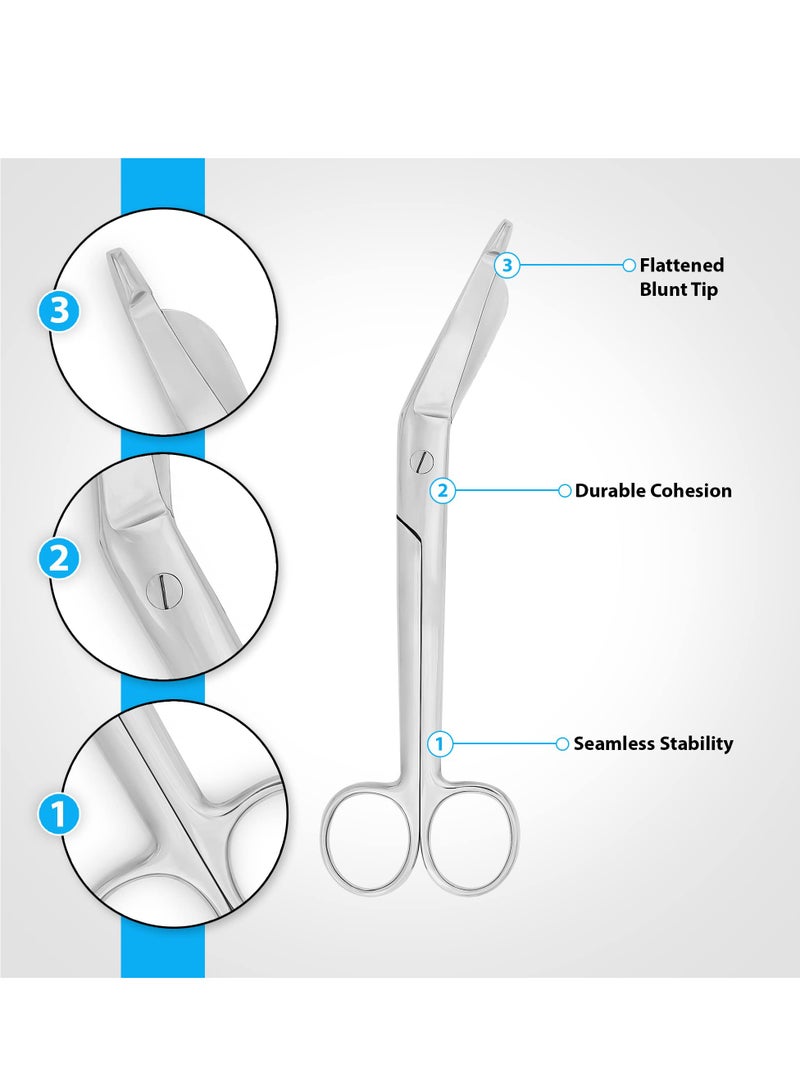 Professional Stainless Steel Bandage Scissors for First Aid and Home Care Utility 6.25 Inches Silver