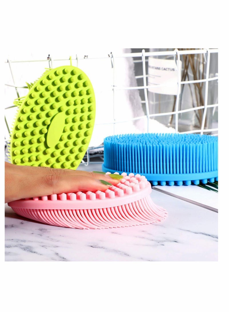 Upgrade 2 in 1 Bath and Shampoo Brush, Silicone Body Scrubber for Use in Shower, Exfoliating Body Brush, Premium Silicone Loofah, Head Scrubber, Scalp Massager/Brush, Wet and Dry, Easy to Clean