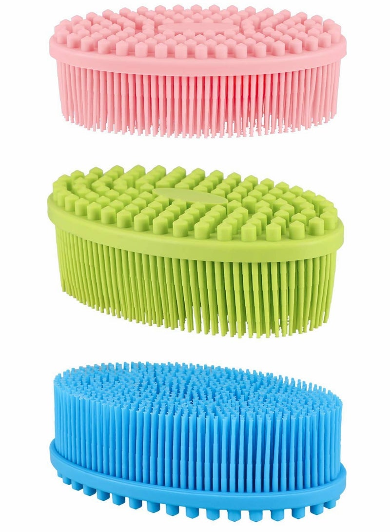 Upgrade 2 in 1 Bath and Shampoo Brush, Silicone Body Scrubber for Use in Shower, Exfoliating Body Brush, Premium Silicone Loofah, Head Scrubber, Scalp Massager/Brush, Wet and Dry, Easy to Clean