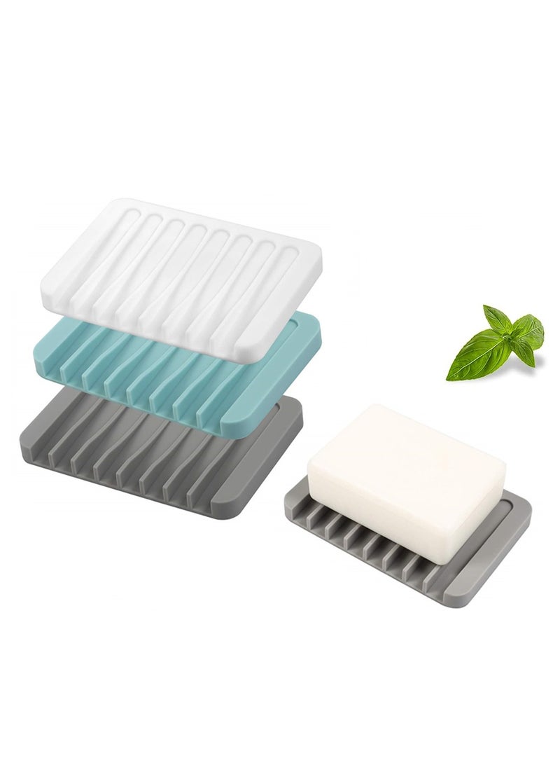 Set of 3 Silicone Soap Holders Keep Soap Dry and Clean Ideal for Shower Kitchen Easy to Clean Extend Soap Life