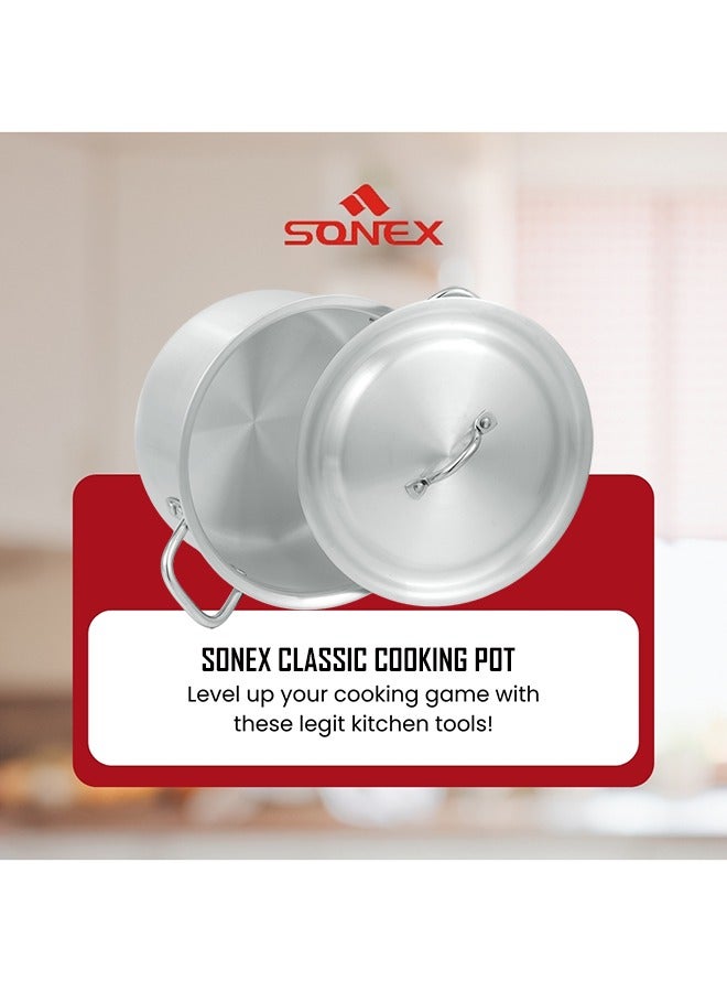 Sonex Aluminium Cooking Pot 41 cm 29 Ltr – Versatile Stock Pot for Large Meals, Guests, Commercial & Home Use, Heavy Duty Cookware with Stainless Steel Handle, Easy Cleanup, Durable Metal Finish,