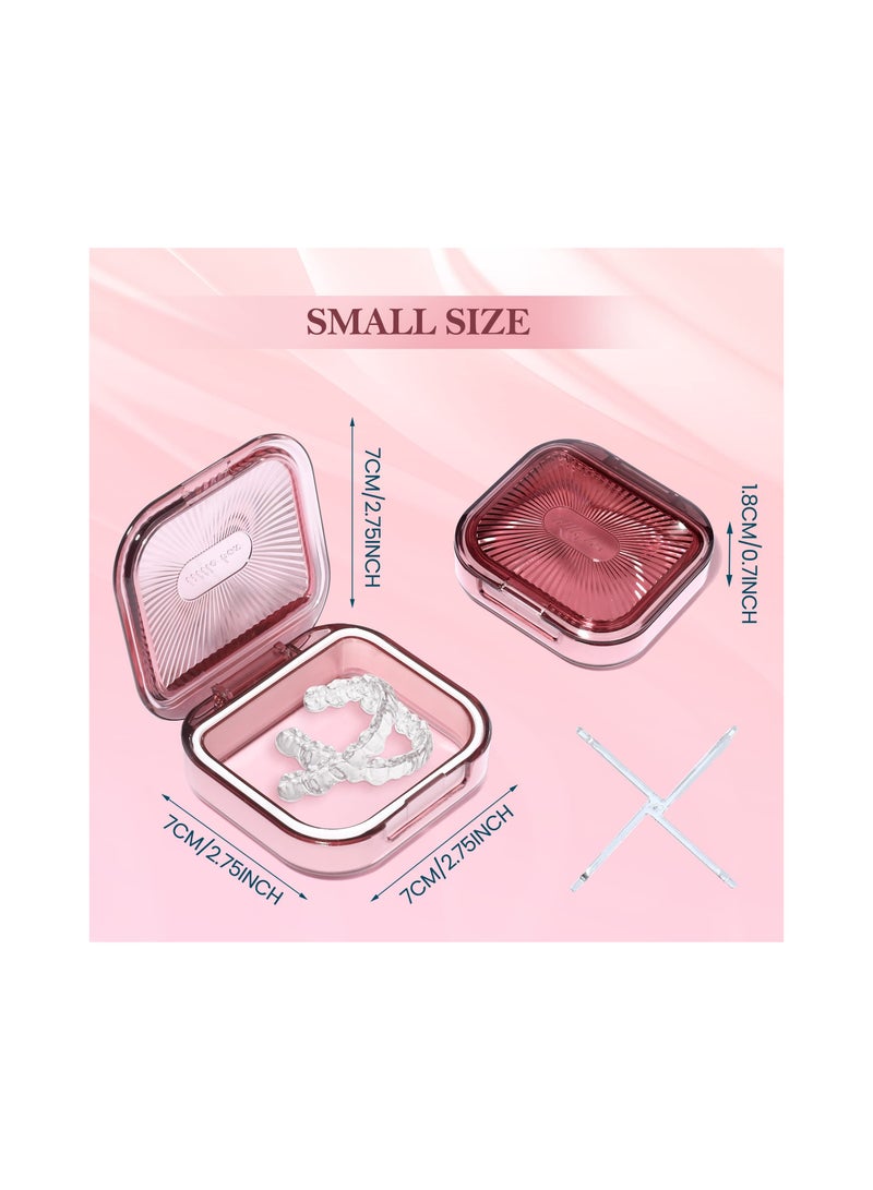 Portable Retainer Case, Slim Mouth Guard Container Creative Denture Case Square Oral Aligner Holder Dustproof Dental Braces Storage, Mouth Guard Case for Women Men 3 x 2.8in(Set of 3 )
