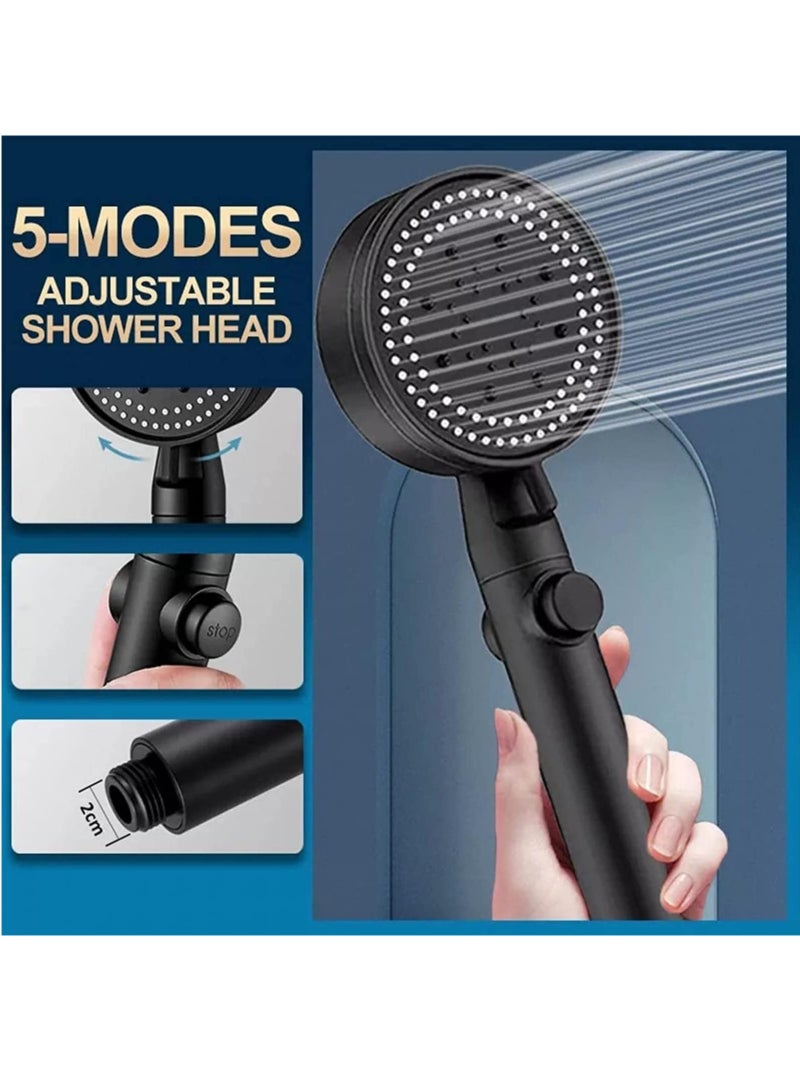 Multi-Functional High Pressure Shower Head with 5 Modes, High Pressure Handheld Shower Head with ON/Off Switch, Water Saving, Easy to Install