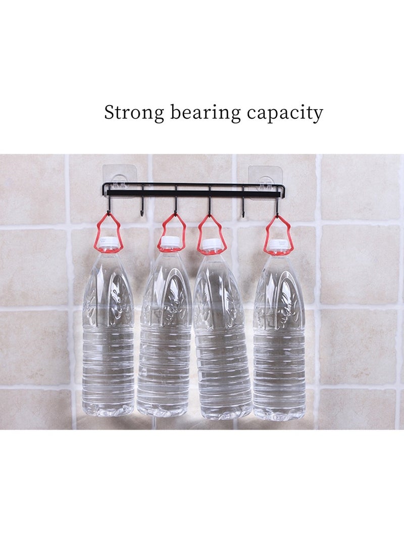 No Drilling Adhesive Wall Hooks 2 Pack Waterproof Kitchen and Bathroom Utensil Holders Space Saving 6 Hook Racks for Easy Organization