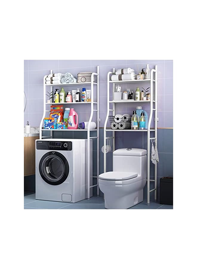 Rack Wall Punch-free Home Toilet Washing Machine Storage Multi-Layer White/Black (1 Pcs)