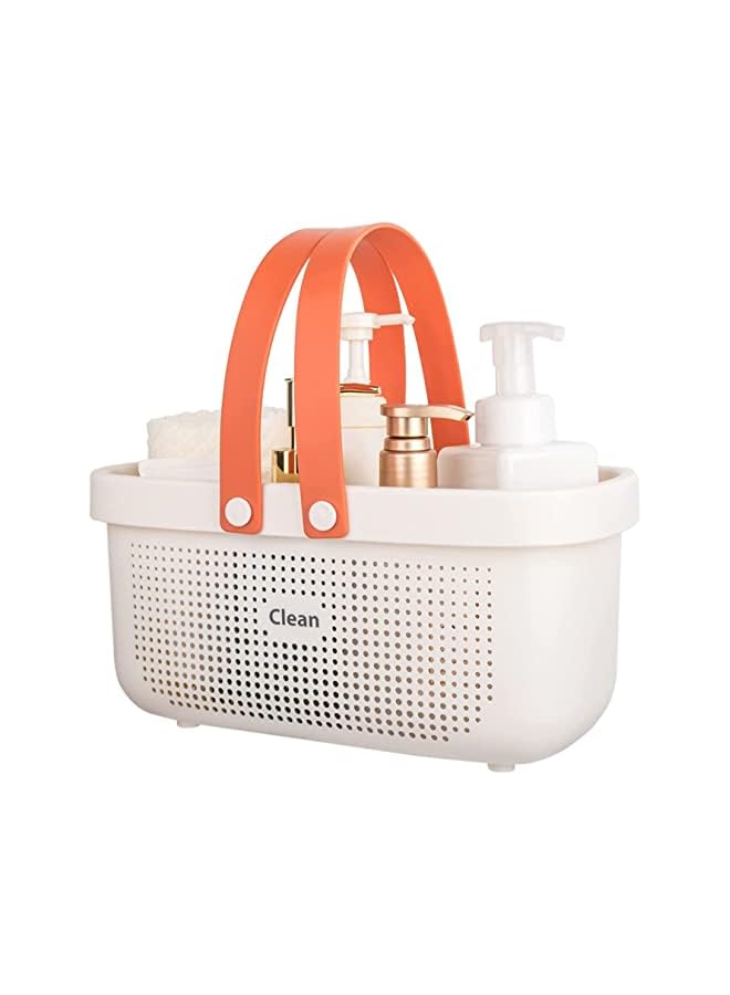 Supplies Caddy, Portable Plastic Shower Caddy Storage Organizer Basket/Bucket with Silicone Handles for Household, Bathroom, Kitchen, Dorm Room Essentials (WHITE)