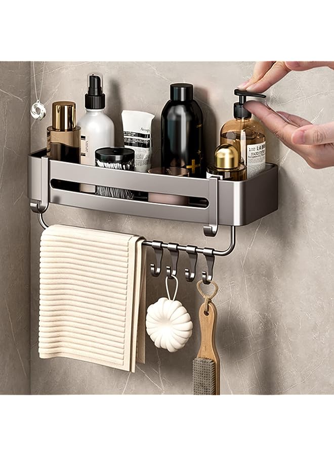 Bathroom Shelves Wall Mounted Shower Caddy, Adhesive Shower Shelves No Drilling Bathroom Shower Organizer for Inside Shower & Kitchen Storage (Small with Bar)