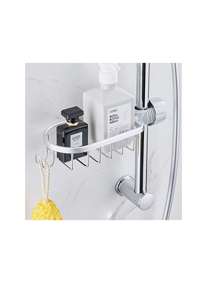 Shower Rod Assembled Kitchen Washing Sponge Holder Faucet Caddy Shower Soap Basket,Bright Silver Color