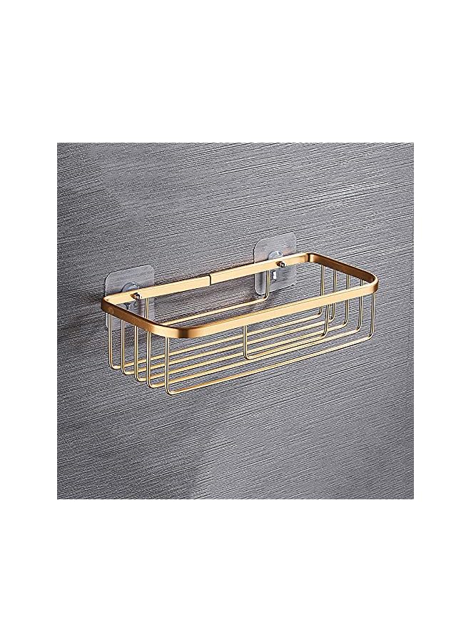 Bathroom Shelf Organizer Shower Caddy Kitchen Spice Rack Bathroom Toilet Paper Holder Paper Rack Paper Tissue Box Wall Mounted No Drilling (RX08-Gold)