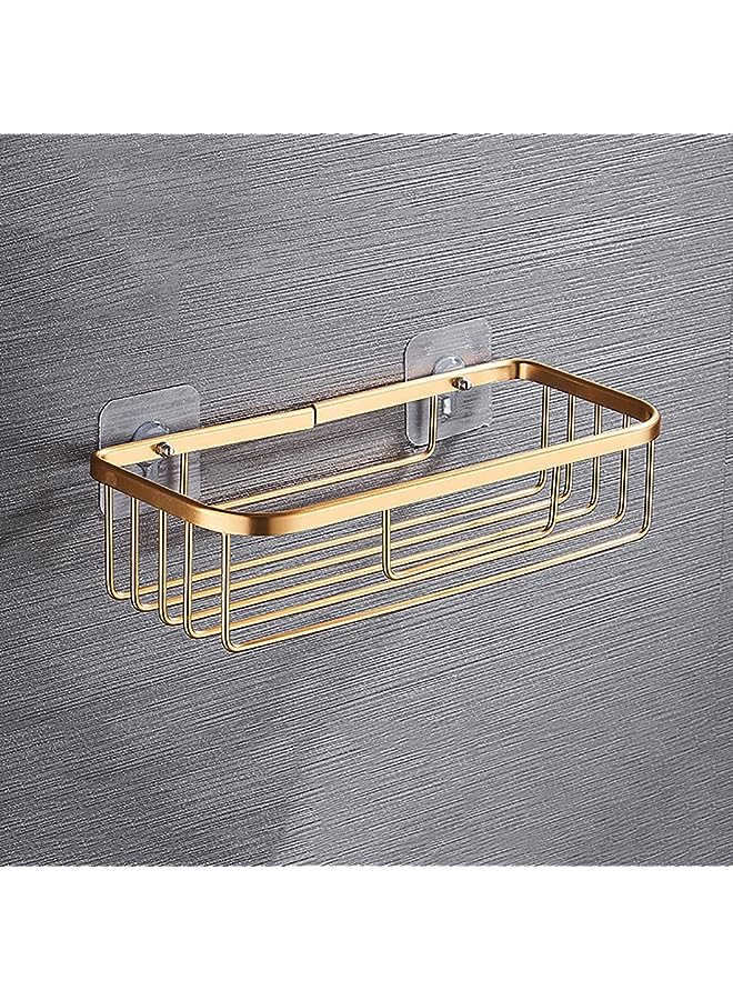 Bathroom Shelf Organizer Shower Caddy Kitchen Spice Rack Bathroom Toilet Paper Holder Paper Rack Paper Tissue Box Wall Mounted No Drilling (RX08-Gold)