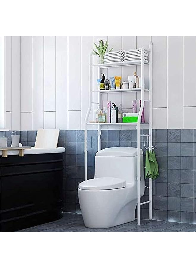 Toilet Storage Rack,3 Tier Over Commode Shelving,No Drilling,Easy To Assemble,High Capacity,Very Sturdy Space-Saving Shelf (White)