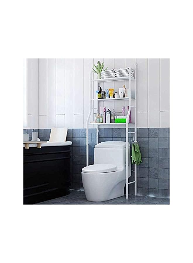 Toilet Storage Rack,3 Tier Over Commode Shelving,No Drilling,Easy To Assemble,High Capacity,Very Sturdy Space-Saving Shelf (White)