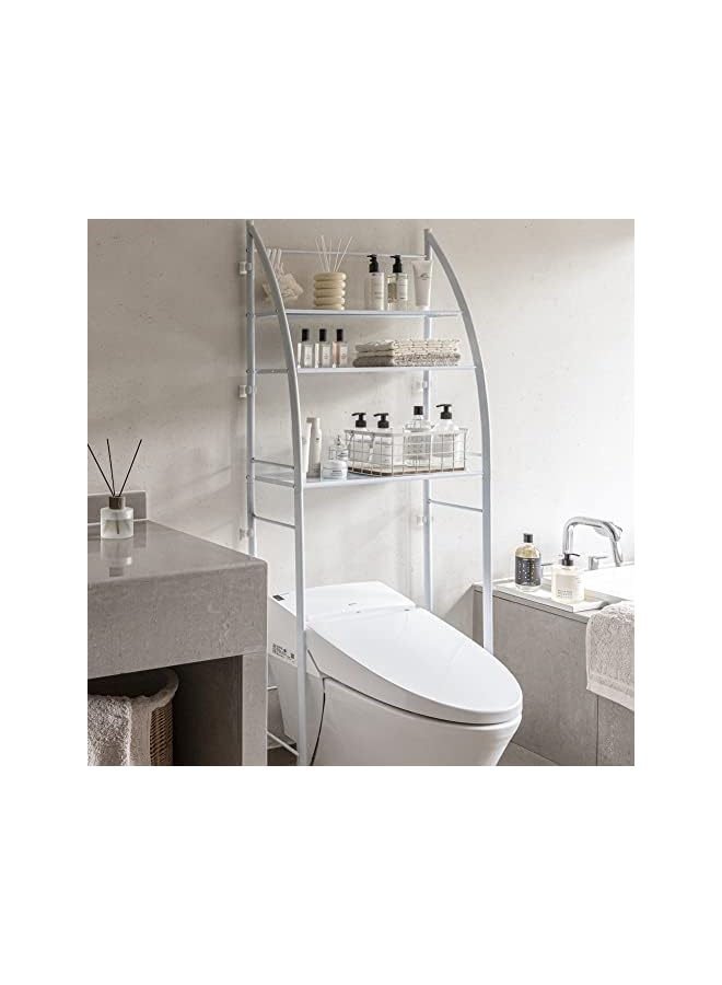 Right 3-Shelf Bathroom Organizer Over The Toilet Storage, Shelf Toilet, 27”L x 10”W 66”H (White)