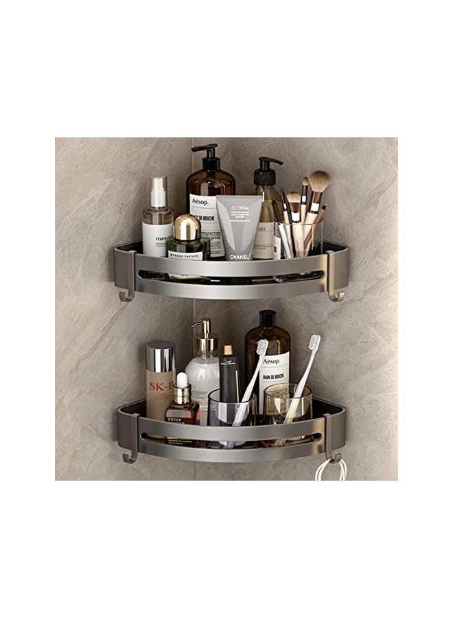 Shower Corner Shelf, Shower Organizer Corner Storage Bathroom Corner Triangle Storage Basket,Rustproof No Drilling for Bathroom Kitchen (Bathroom Corner Shelf 2 Pack)