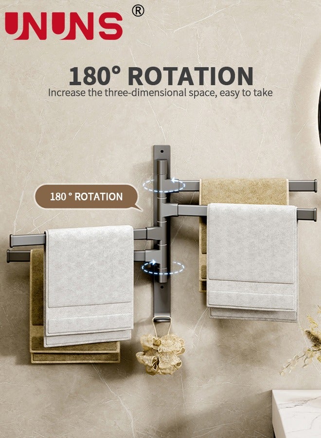 Rotating Towel Bar,Swivel Towel Bar with Hook,Wall Mounted Towel Bar with 4-Arm Towel Hanger,Space Saving Towel Holder for Bathroom