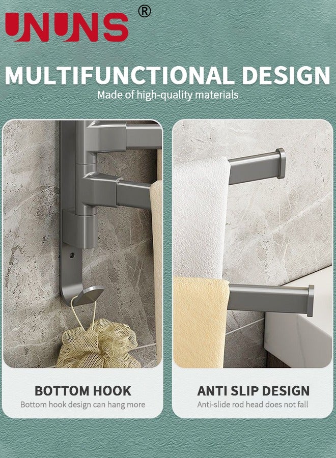 Rotating Towel Bar,Swivel Towel Bar with Hook,Wall Mounted Towel Bar with 4-Arm Towel Hanger,Space Saving Towel Holder for Bathroom