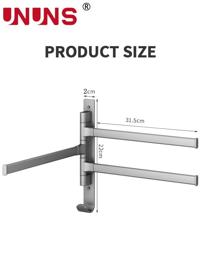Rotating Towel Bar,Swivel Towel Bar with Hook,Wall Mounted Towel Bar with 4-Arm Towel Hanger,Space Saving Towel Holder for Bathroom