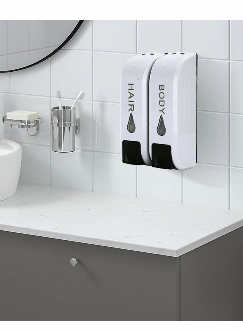 Shower Soap Dispenser Wall Mounted, Body Wash for Shower, Shampoo 2 Chamber, 700ml