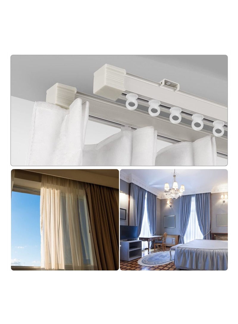 Curtain Track Gliders, 100Pcs Plastic White Curtain Hooks Effortless Gliding Curtain Rail Slider Hooks Rollers for Window Door Shower Curtains.