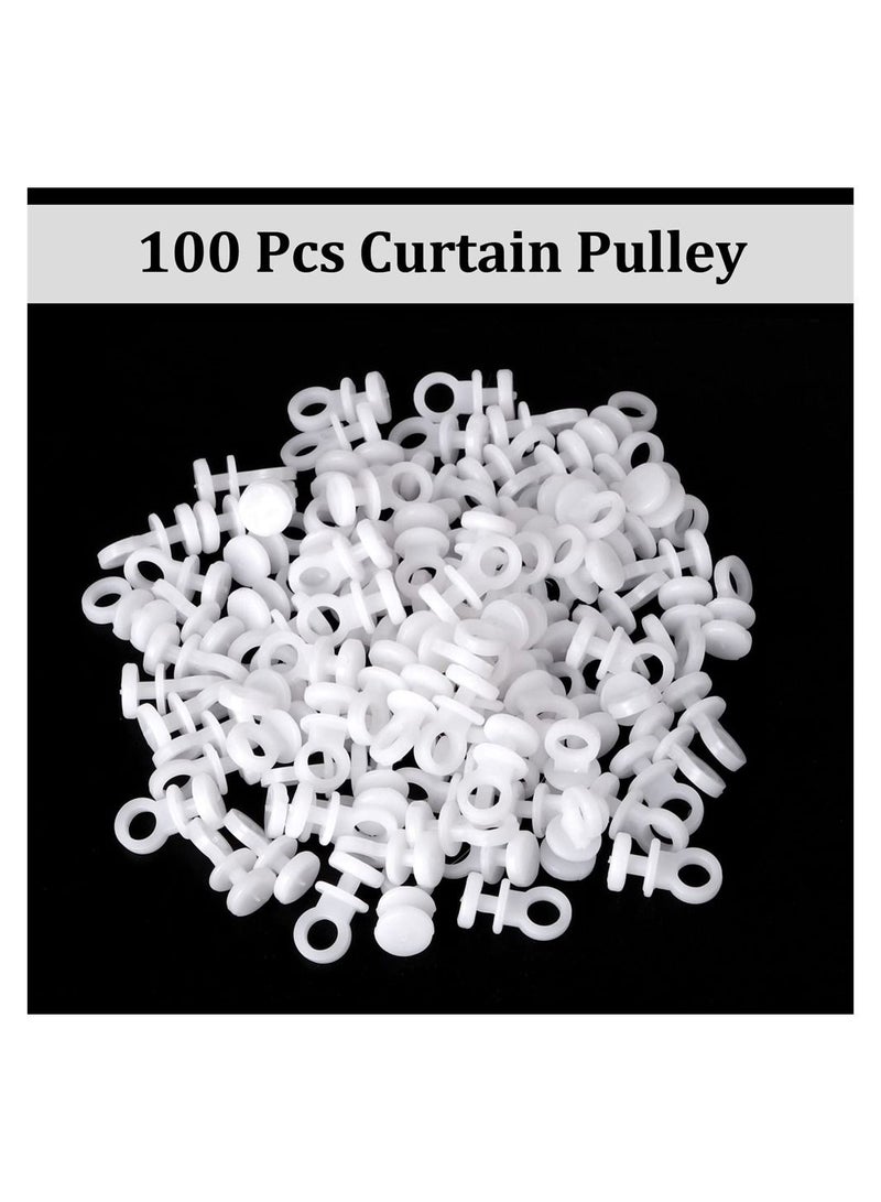 Curtain Track Gliders, 100Pcs Plastic White Curtain Hooks Effortless Gliding Curtain Rail Slider Hooks Rollers for Window Door Shower Curtains.