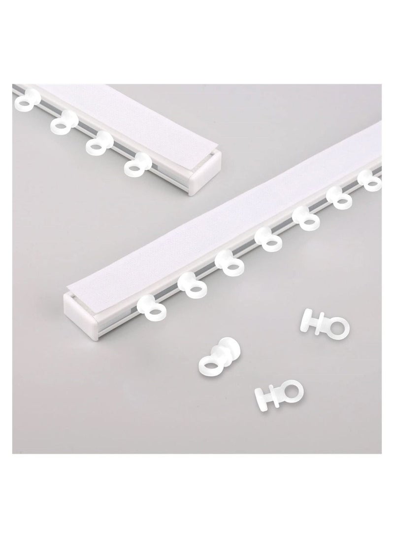 Curtain Track Gliders, 100Pcs Plastic White Curtain Hooks Effortless Gliding Curtain Rail Slider Hooks Rollers for Window Door Shower Curtains.