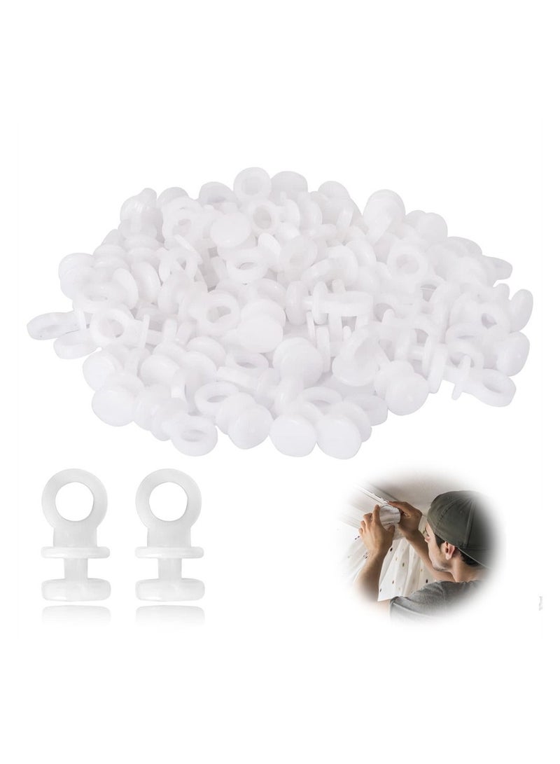 Curtain Track Gliders, 100Pcs Plastic White Curtain Hooks Effortless Gliding Curtain Rail Slider Hooks Rollers for Window Door Shower Curtains.