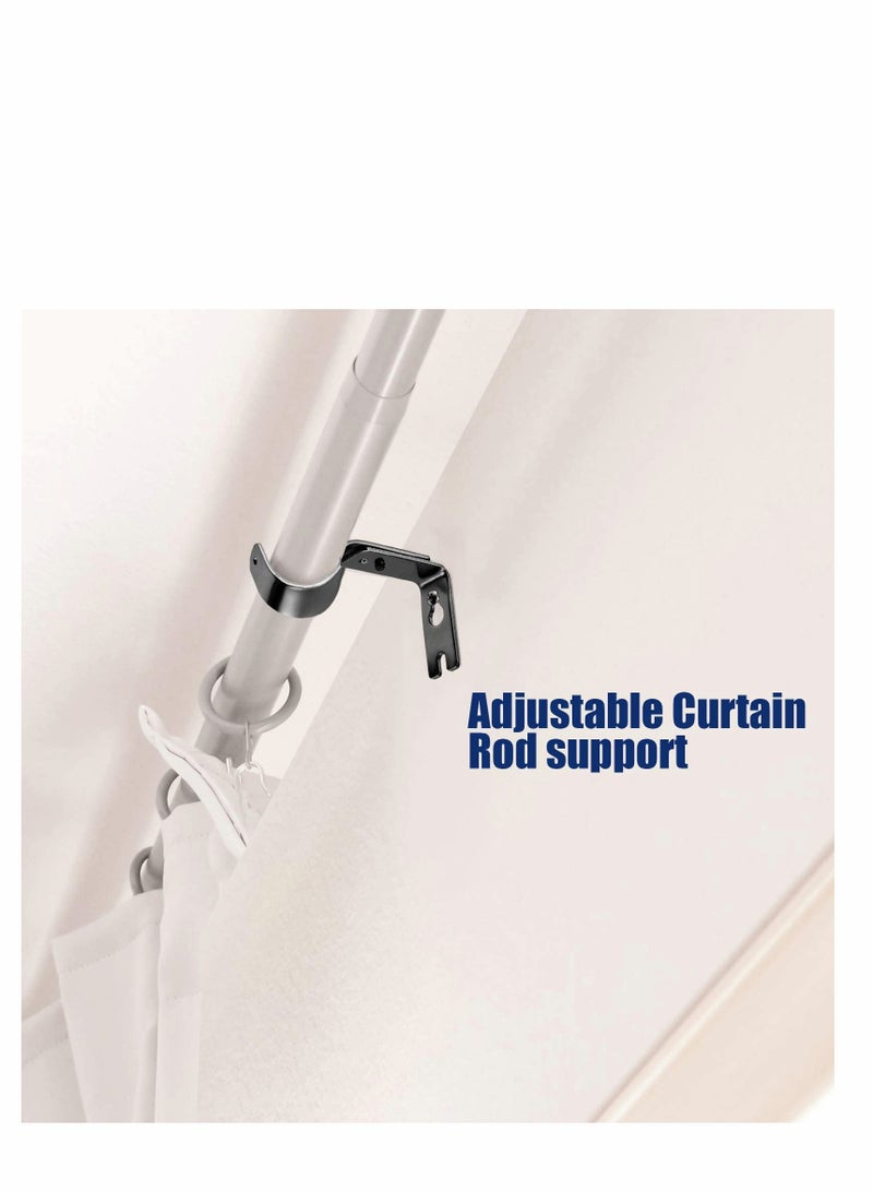 Curtain Rod Brackets General Adjustable Holder Wall Bracket Hooks Outside Mounted Blinds with Screws for 1 Inch Diameter Black
