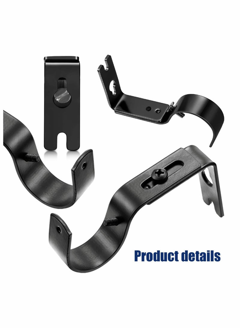 Curtain Rod Brackets General Adjustable Holder Wall Bracket Hooks Outside Mounted Blinds with Screws for 1 Inch Diameter Black