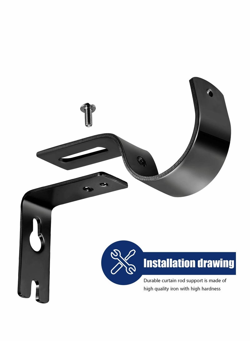 Curtain Rod Brackets General Adjustable Holder Wall Bracket Hooks Outside Mounted Blinds with Screws for 1 Inch Diameter Black