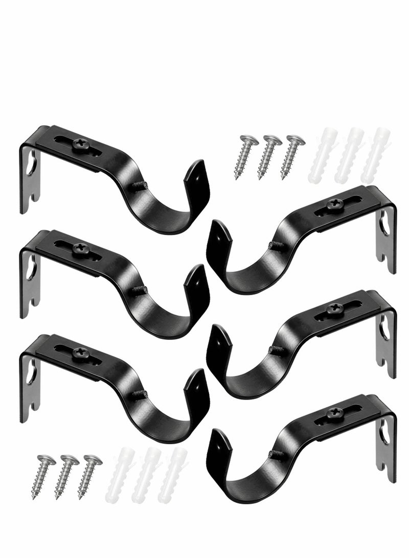 Curtain Rod Brackets General Adjustable Holder Wall Bracket Hooks Outside Mounted Blinds with Screws for 1 Inch Diameter Black