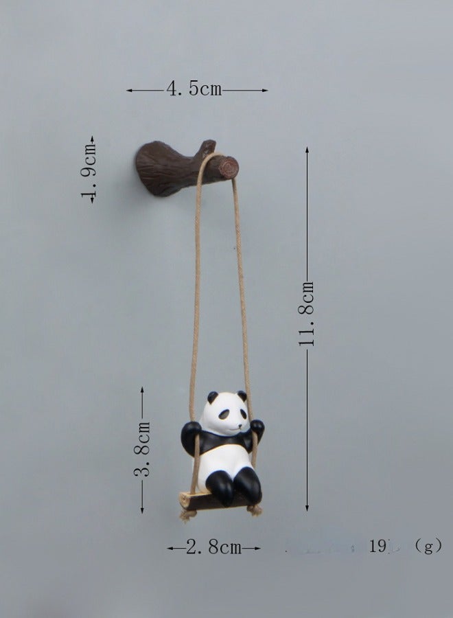 Tree branches swinging panda three-dimensional gardening creative ornaments, decorations, dolls furnishings office gift refrigerator stickers set