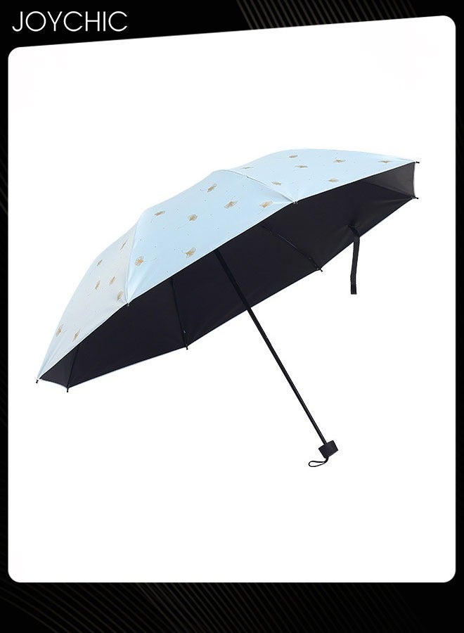 Strong Portable Travel 3 Folding UV-Protection and Rainproof Umbrella for Men and Women Blue