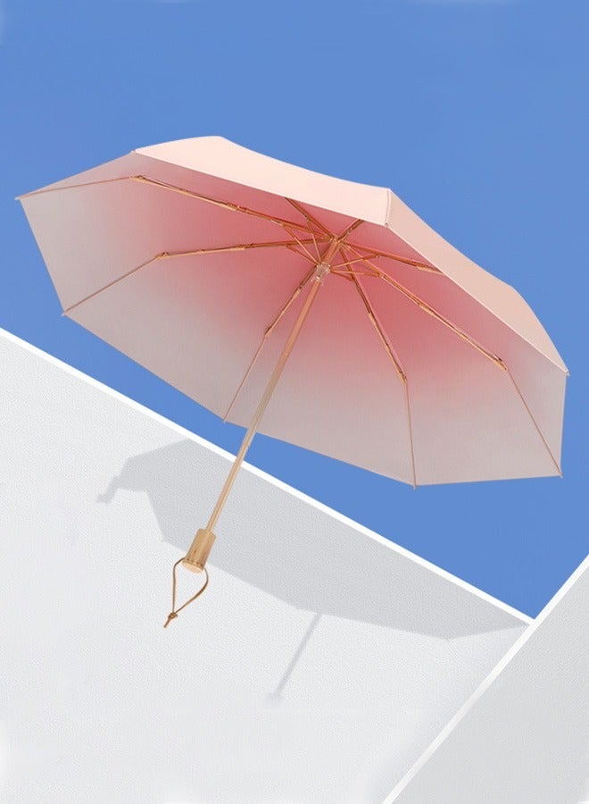 Women Fashion 3 Folding UPF50+ Anti-UV Windproof Waterproof Travel Umbrella Pink