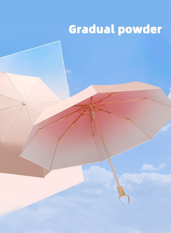 Women Fashion 3 Folding UPF50+ Anti-UV Windproof Waterproof Travel Umbrella Pink