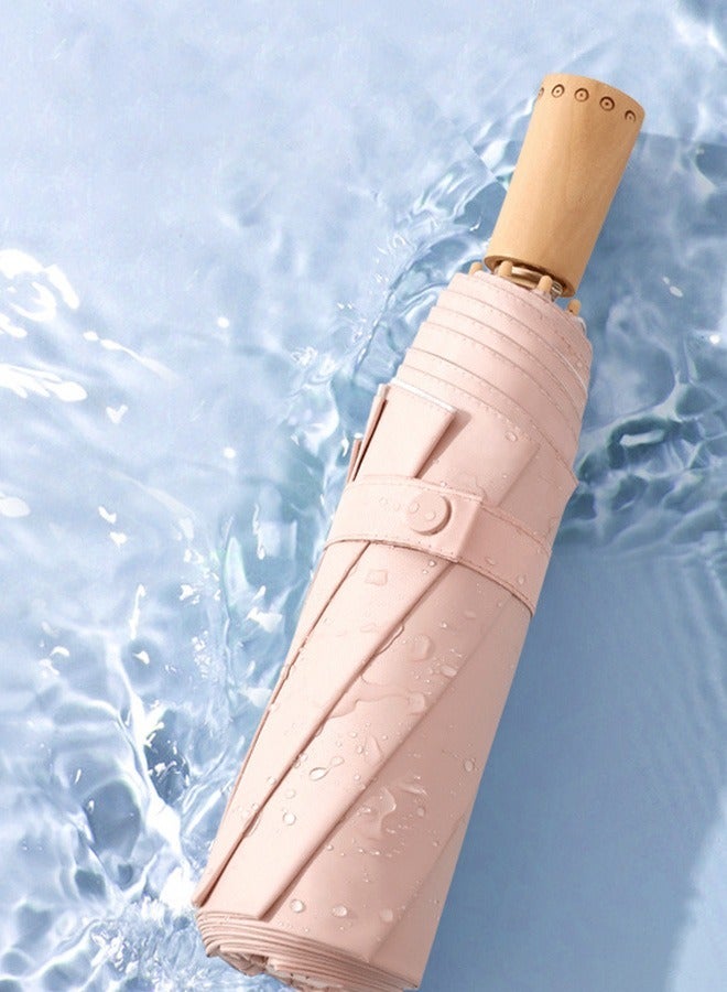 Women Fashion 3 Folding UPF50+ Anti-UV Windproof Waterproof Travel Umbrella Pink