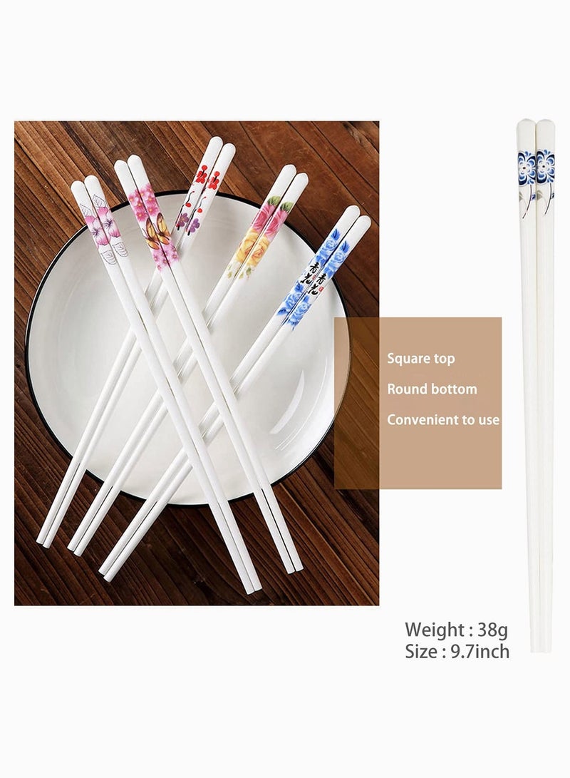 Cute Porcelain Chopsticks Set of 5 Dishwasher Safe Reusable Easy to Clean 97Inch Alternatives to Plastic and Wooden