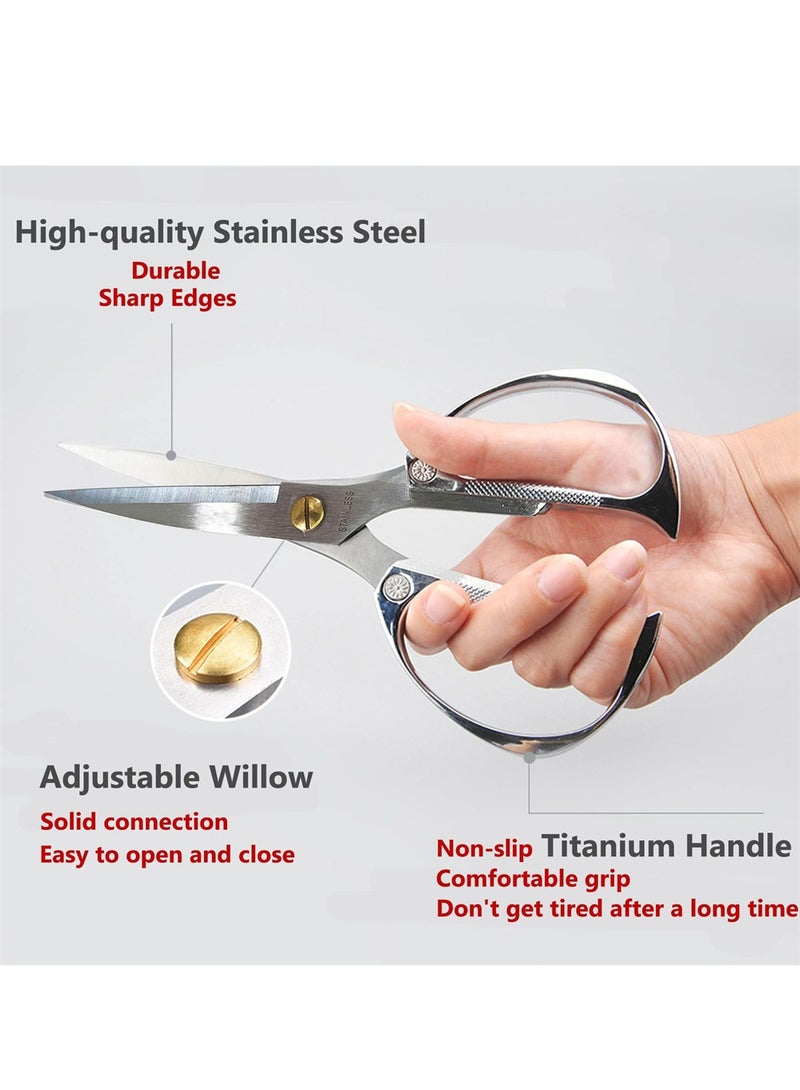 Heavy Duty Stainless Steel Kitchen Shears Multi-Purpose Sharp Scissors for Meat Fish Herbs Non-Slip Handle Kitchen Tool Silver