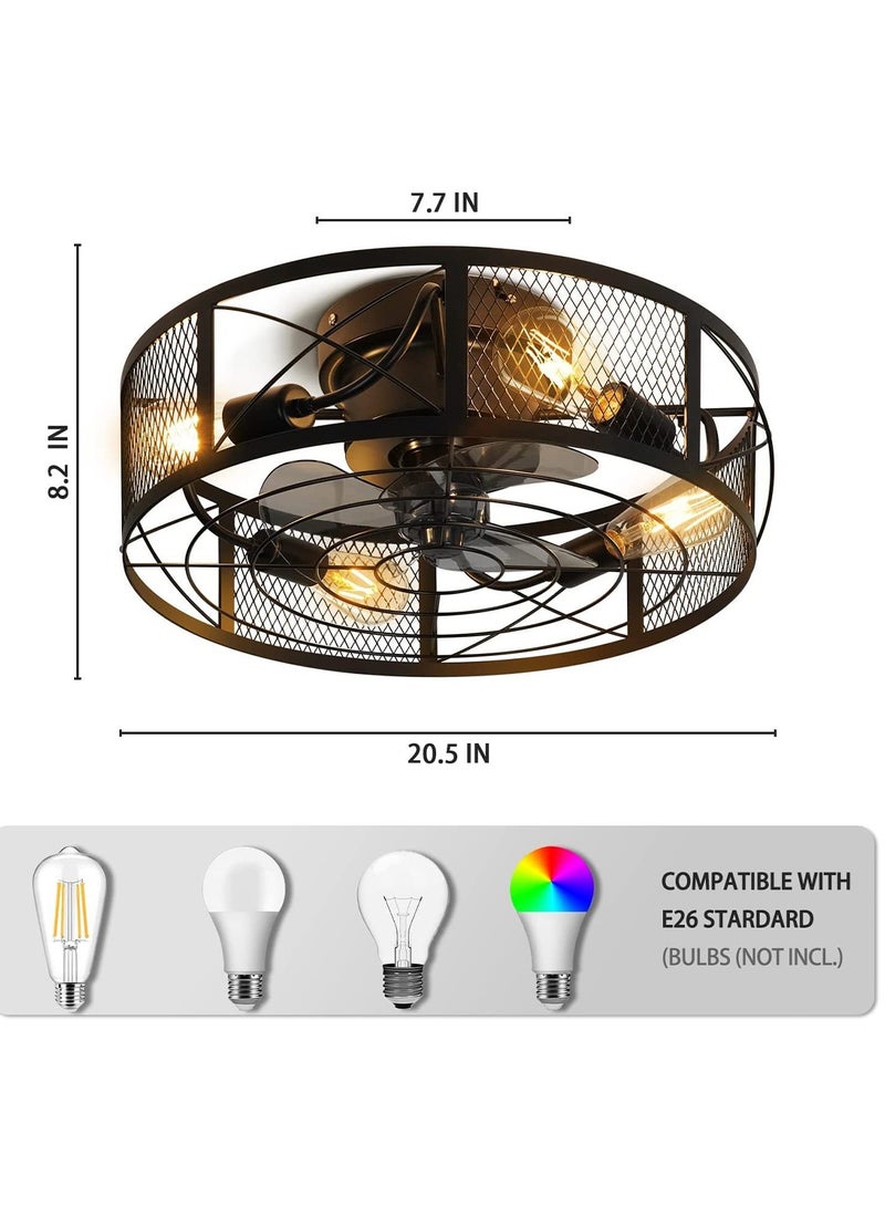 Fan Light Ceiling Fan with Light and Remote,Screw in Ceiling Fan Light for E27 Base,Easy to Install Dimmable LED for Bedroom Kitchen and Rooms,Timer