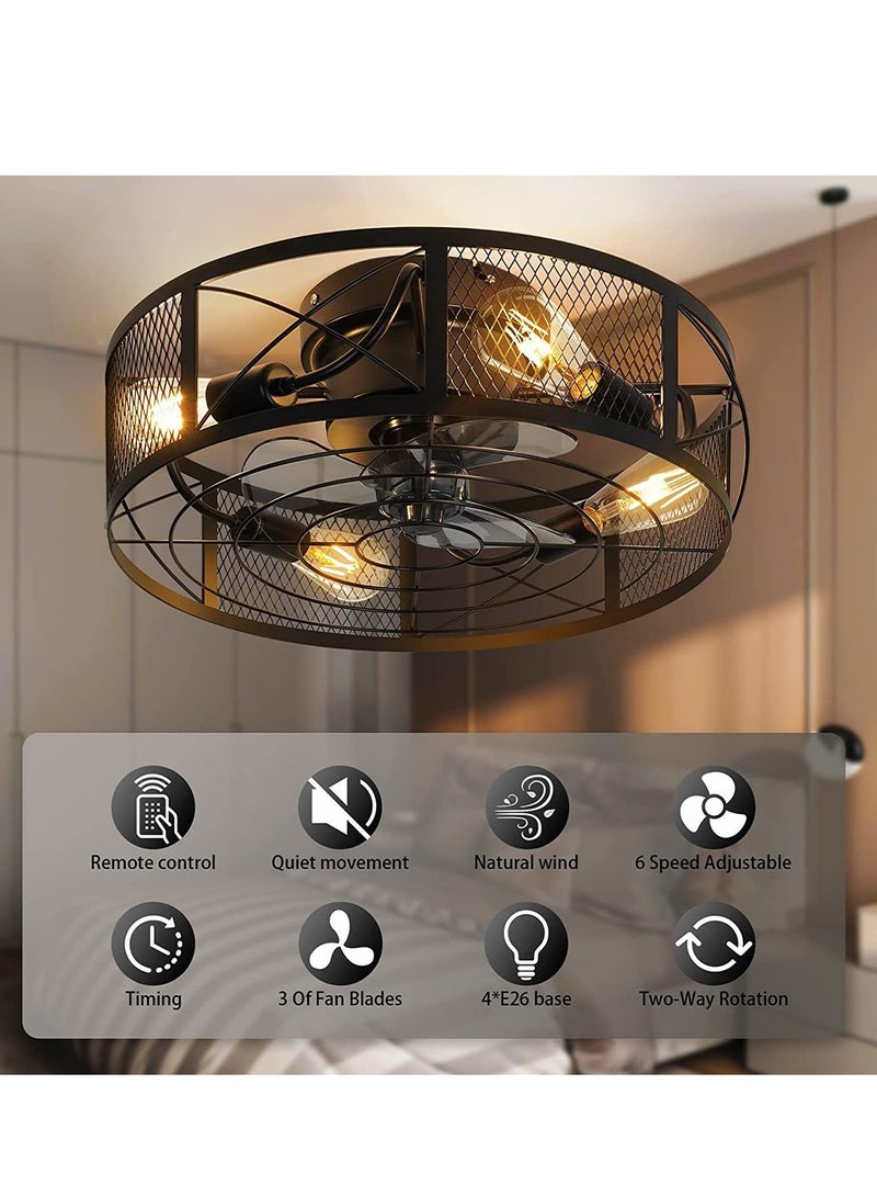 Fan Light Ceiling Fan with Light and Remote,Screw in Ceiling Fan Light for E27 Base,Easy to Install Dimmable LED for Bedroom Kitchen and Rooms,Timer