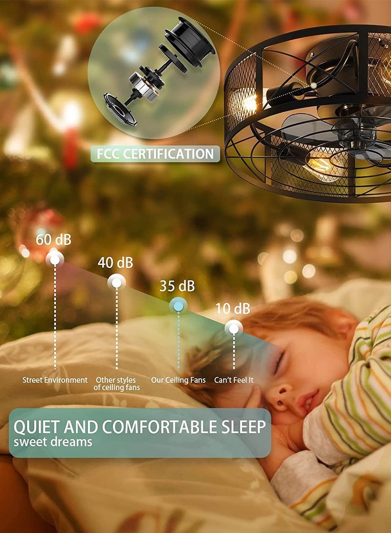 Fan Light Ceiling Fan with Light and Remote,Screw in Ceiling Fan Light for E27 Base,Easy to Install Dimmable LED for Bedroom Kitchen and Rooms,Timer