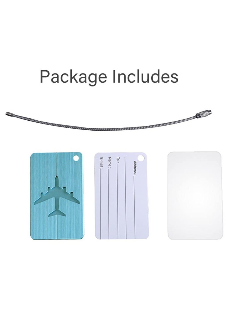 Set of 5 Waterproof Aluminum Luggage Tags for Suitcases, Handbags, and School Bags with Name and Address Information Card and Wire Loop. Perfect for Travel and Instruments.