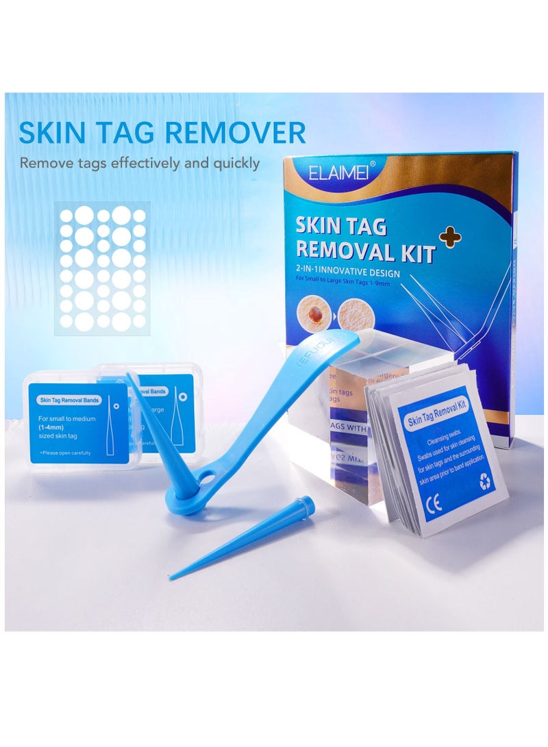 2 in 1 Skin Tag Removal Fast and Easy Skin Tag Remover Kit for Small to Large (1mm - 9mm) Tags for All Body Parts Easy to Use Safe and Painless